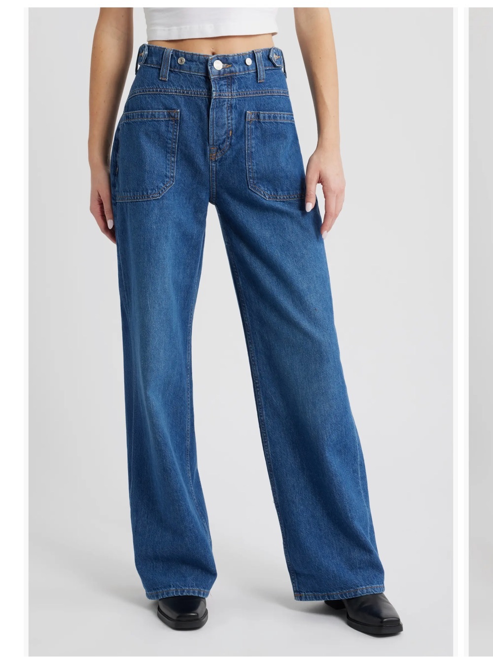 Free People High-Rise Wide Leg Jeans in Blue